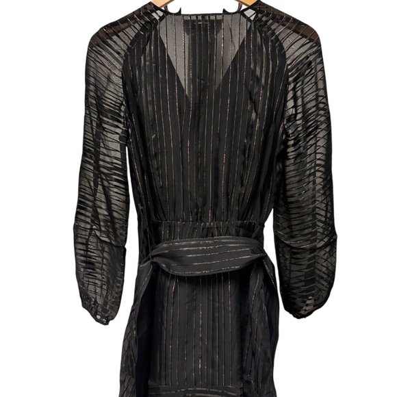 Massimo Dutti | Women's Black Sheer Metallic Striped Dress - Picture 8 of 11